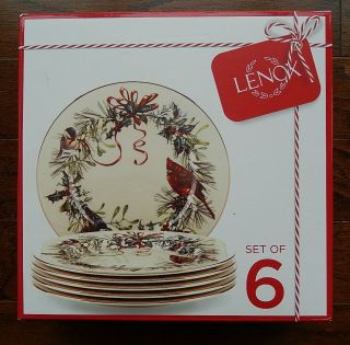 Lenox Winter Greetings 6 Dinner Plates 1st Quality In Gift Box
