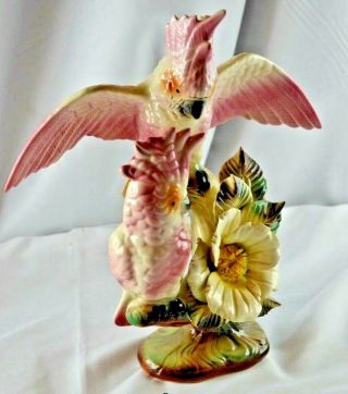 Stunning Two Cockatoos On Limb Vtg Figurine Maddux Of California - Midcentury