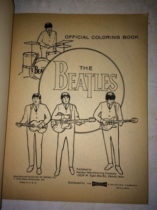 Vintage 1964 Nems The Beatles Official Coloring Book,  Saalfield, 2