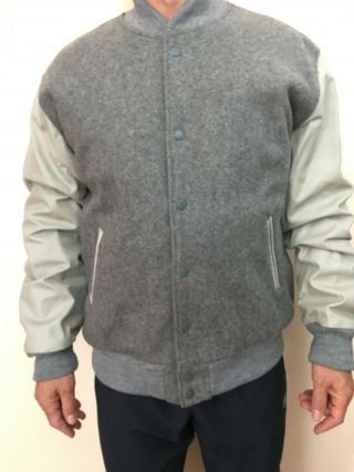 Lame Ducks,  Movie Crew Jacket Grey Leather With Grey Wool,