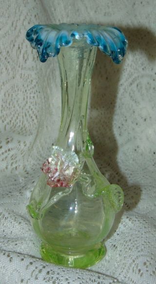 Antique Victorian Art Glass Stevens & Williams Vase Vaseline Glass