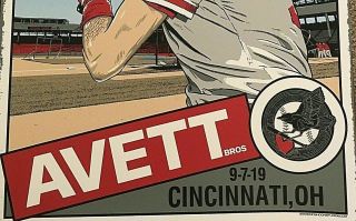 The Avett Brothers Cincinnati Reds Poster Very Rare September 7 2019 AE SETH 3