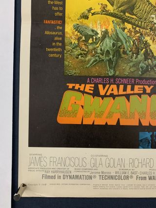 VALLEY OF GWANGI Movie Poster (VeryGood) Window Card TRIMMED 13x19 Sci - Fi 4254 5