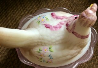 Fenton Glass Hand Painted and Signed Hen on Nest Candy Dish 7