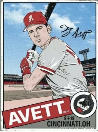 The Avett Brothers Cincinnati Reds Poster 9/7/2019 Signed By Artist No.  158/300