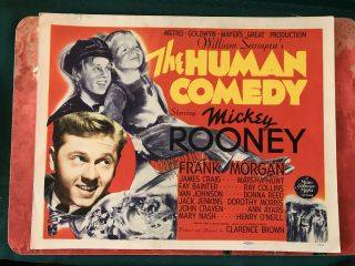The Human Comedy 1943 Mgm 11x14 " Title Lobby Card Mickey Rooney Butch Jenkins