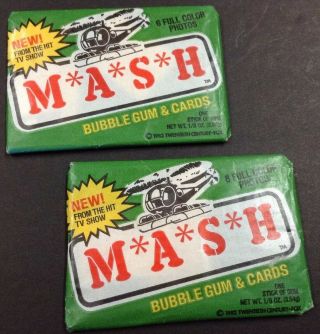 Vintage 2 Packs Mash Collectible 6 Full Color Photos 1 Stick Bubble Gum & Cards