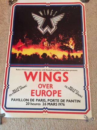 Paul Mccartney 1976 Concert Poster Wings Over Europe