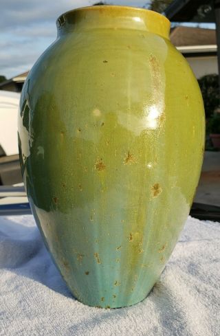 Antique Fulper Pottery Blue/green Flambe Crystalline Glaze Vasekraft 9 1/2 " Vase