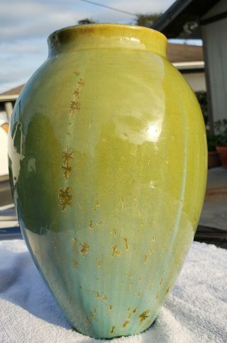 Antique Fulper Pottery Blue/Green Flambe Crystalline Glaze Vasekraft 9 1/2 