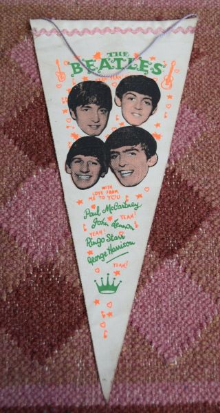 Official Nems Uk 1963 1964 Beatles Pennant - Flag Like Handkerchief Headscarf