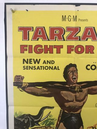 TARZAN ' S FIGHT FOR LIFE Movie Poster (VeryGood) One Sheet 1958 Gordon Scott 3992 2