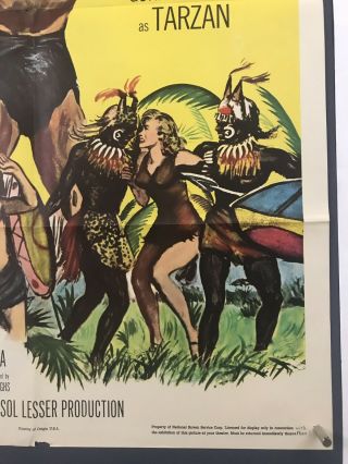 TARZAN ' S FIGHT FOR LIFE Movie Poster (VeryGood) One Sheet 1958 Gordon Scott 3992 4