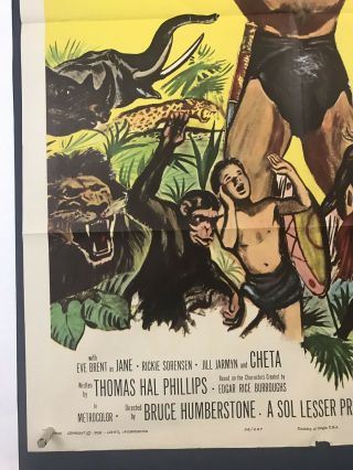 TARZAN ' S FIGHT FOR LIFE Movie Poster (VeryGood) One Sheet 1958 Gordon Scott 3992 5