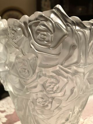 Shannon Crystal Art Deco Bohemian Frosted Vase With Rose Design 2