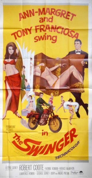 The Swinger Movie Poster 3 - Sheet Ann - Margret Classic From The Groovy 1960s