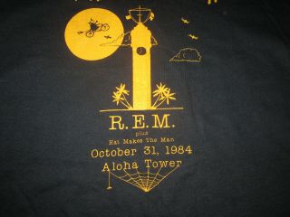 the HALLOWEEN PARTY VINTAGE REM ALOHA TOWER 1984 CONCERT TEE SHIRT R.  E.  M.  STIPE 2
