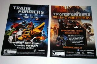 Hasbro Activision Transformers Prime The Game / Fall Of Cybertron Promo Postcard