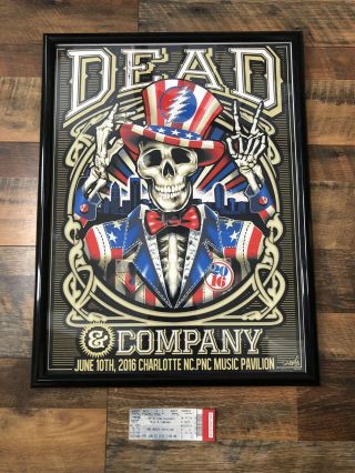 Dead And Company Poster June 10 2015 Charlotte Nc W Ticket Stub Numbered 6 - 10 - 15