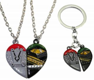 Loki And Thor Set Of 2 Bff Half - Heart Pendant Necklace & Keychain Set