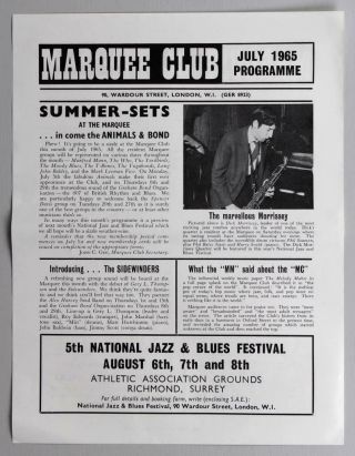The Who Yardbirds Animals - Rare Orig Marquee Club,  London 1965 Concert Handbill