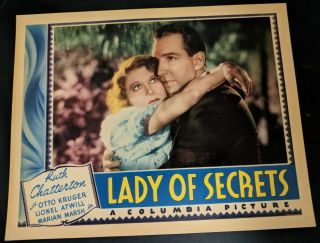 Lady Of Secrets 1936 Lobby Card Ruth Chatterton Lloyd Nolan Vf/nm