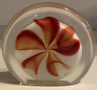 Gorgeous Large Disc Shape1992 C Charles Wright Art Glass Signed Paperweight