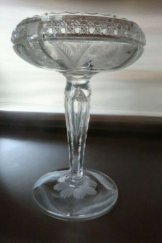 American Brilliant Cut Glass 10 " Compote In The H.  C.  Fry " Pershing Pattern.