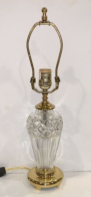 Stunning Signed Waterford Crystal And Brass Beautifully Cut 18 1/2 " Accent Lamp