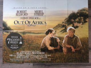 Vintage 1985 ‘out Of Africa’ Full Size 30x40 Inch Quad Poster.