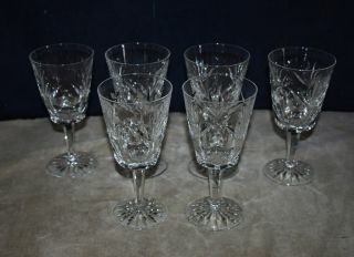 Set Of 6 Waterford Ashling Cut Crystal Water Goblets - Stemware
