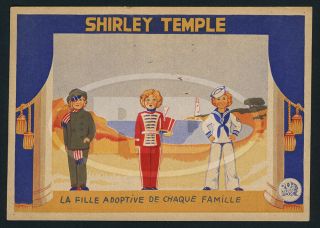 1930s Shirley Temple French Color Cut - Out Theater Advertising Card