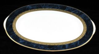 Noritake Mendelson 4723,  Blue & Gold,  Oval Serving Platter,  14 5/8 "