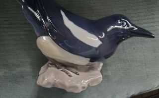 Vintage B&G Bing Grondahl Denmark Large Porcelain Magpie Bird Figurine Signed 3