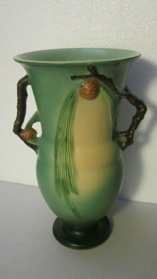 Roseville Pinecone Htf Green 12 " Vase 493 - 12 Near