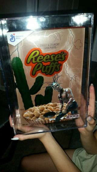 Travis Scott X Reeses Puffs Cereal Special Edition Acrylic Box In Hand