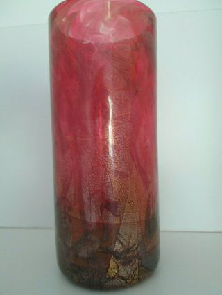 1979 Huge Rare Isle Of Wight Studio Glass Azurene Pink Vase Michael Harris