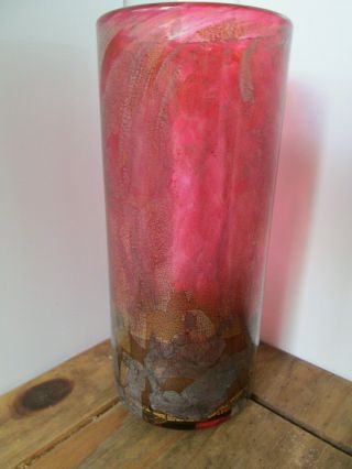 1979 HUGE RARE Isle of Wight Studio Glass Azurene Pink Vase Michael Harris 8