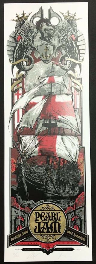 Pearl Jam Concert Poster - Signed/ ’d 27/200 - 6.  25.  12 Isle Of Wight Festival