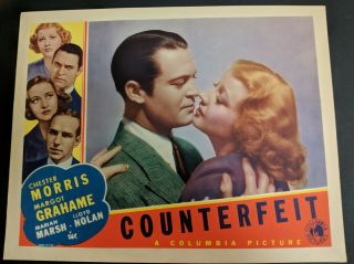 Counterfeit 1936 Columbia Lobby Card Chester Morris Very Fine