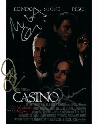 Casino Cast Sharon Stone Robert Deniro Pesci Autographed Signed 8x10 Photopiccoa