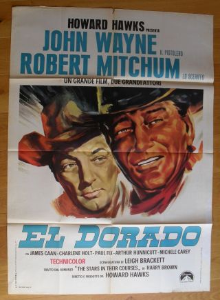 El Dorado John Wayne Western Italian One - Panel Movie Poster R60s