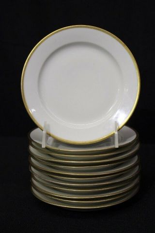 Set Of 12 M.  Redon 6 3/8 " Bread & Butter Plates Pl Limoges White,  Gold Trim Rdn2