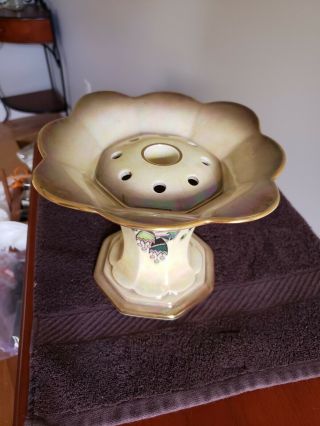 Rare 2 - Piece Art Deco Larger Royal Winton Grimwades Luster Vase Flower Aide Frog