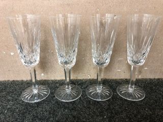 4 Waterford Crystal Lismore 7 3/8” Fluted Champagne Glasses