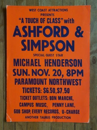 (1977) Ashford & Simpson R&b Soul Funk Music Carboard Concert Poster