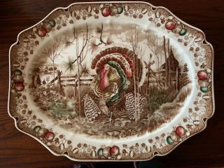 Johnson Bros England Large Colorful Turkey Platter