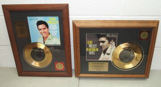 2 - Elvis Presley 24kt Gold Plated Records (heartbreak Hotel & Are You Lonesome)