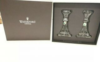 Set Of 2 Waterford Crystal Lismore Ireland Candle Holders Candlesticks 6 "