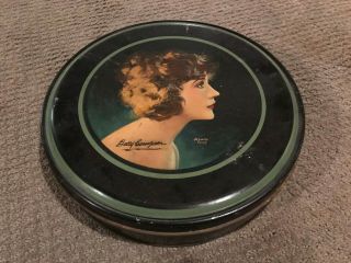 Betty Compson 10 " Candy Tin Canco Beautebox / Henry Clive Art 1920s